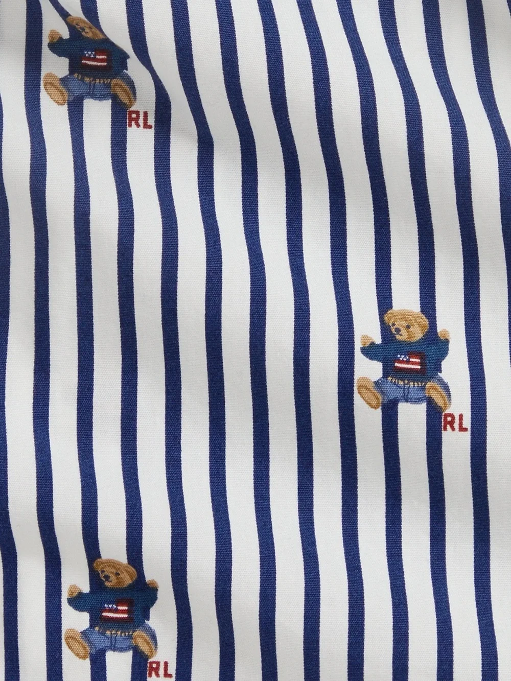 Polo Bear Striped Cotton Poplin Shirt Size: 18m